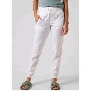 Athleta Cabo Linen Jogger Size 20 White Pullon Pockets Mint Condition High Rise